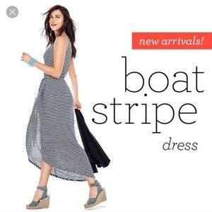 Cabi High Low Striped Boat Dress Med.